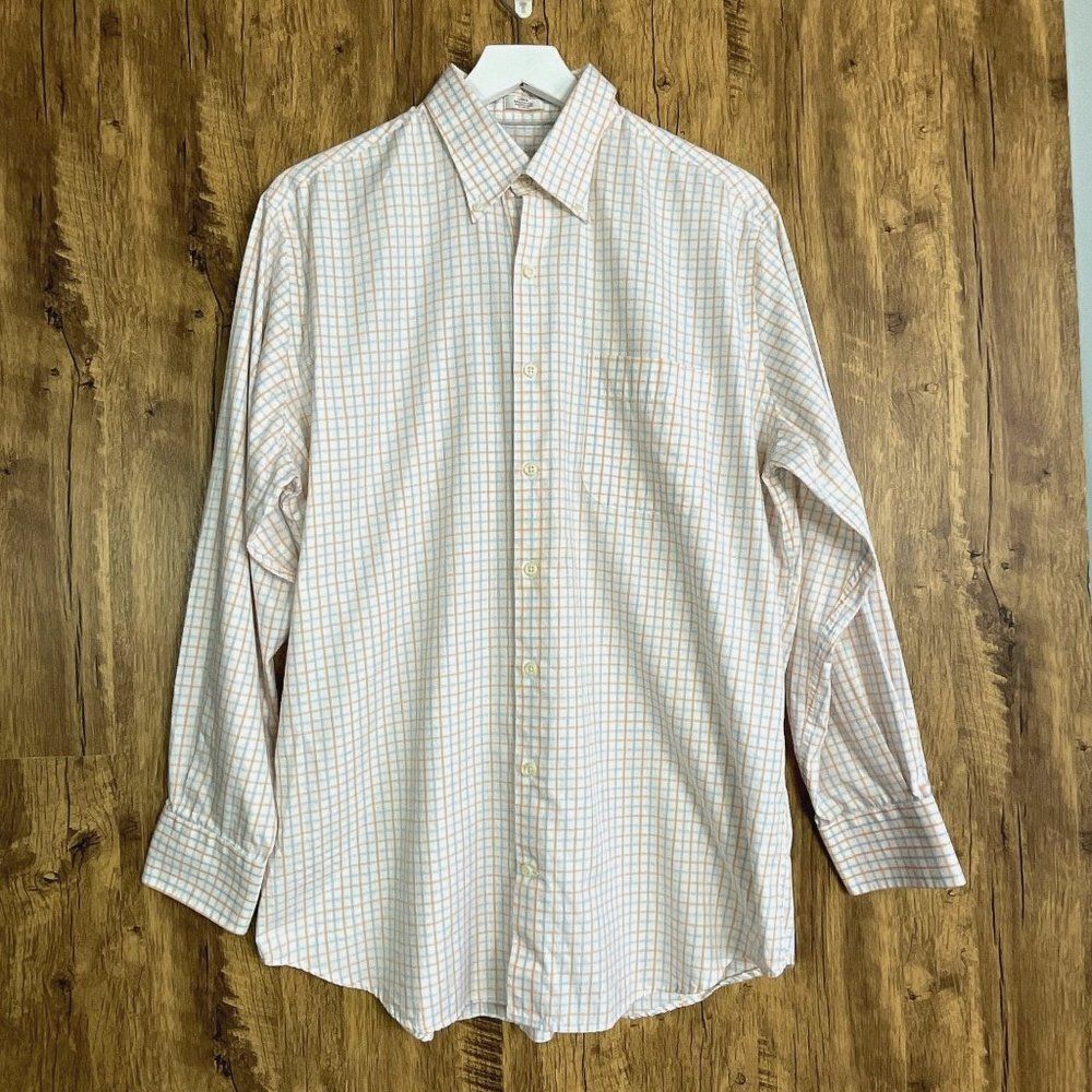 Peter Millar Plaid Button-Down, Light Blue & Oran… - image 2
